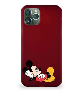 Apple iPhone 11 Pro Soft Premier Kapak Mickey Mouse-F Tasarımlı Silikon Kılıf - Mürdüm (Şeffaf)