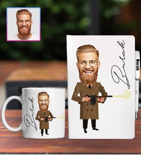 Kişiye Özel Karikatür Tasarım Defter Kalem Kupa Hediye Seti 96153