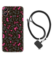 Samsung Galaxy A04E Kılıf Resimli Boyun Askılı İpli Desenli Silikon Barbie and Shoes 1413