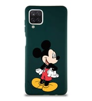 Samsung Galaxy A12 Soft Premier Kapak Mickey Mouse-D Tasarımlı Silikon Kılıf - Yeşil (Şeffaf)