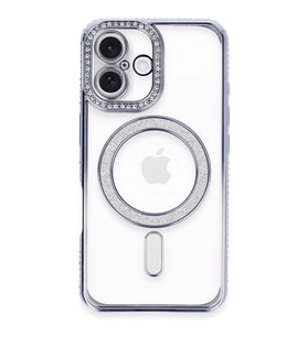 Apple İphone 16 Plus Kılıf Joke Simli Magneticsafe Kılıf - Mavi