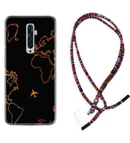 Oppo Reno 2Z 4 Lite 4 Pro 5 6 7 A31 Kılıf Boyun Asklı Rasta Silikon Harita ve Uçak 1777