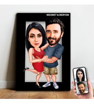 Kişiye Özel Sevgili Karikatür Ahşap Tablo - mx4