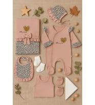 Leopar Desenli Tulum 8'li Hastane Çıkışı Yenidoğan Set 5016