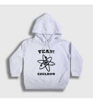 Presmono Unisex Çocuk Beyaz Team Sheldon The Big Bang Theory Kapüşonlu Sweatshirt 181667tt (Beyaz)