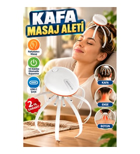 Kablosuz Kafa, Boyun ve Ense Masaj Aleti – USB-C Şarjlı, 10 Dakika Otomatik Kapanma