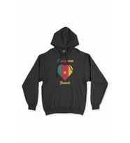 Yaunde Kamerun Bayraklı Kalpli Siyah Sweatshirt Hoodie