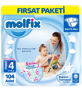 Molfix Bebek Bezi 4+ Beden Fırsat Paketi 52x2 104 Adet