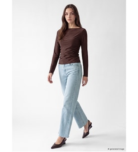 LCW Modest İndigo Yüksek Bel Wideleg Kadın Jean Pantolon