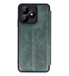 Realme Note 50 4G Kılıf Flip Cover - Koyu Yeşil