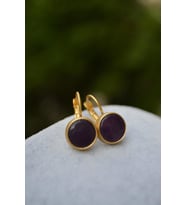 STONEAGE Altın Kaplama Siyah Jade Bayan Küpe