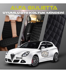 Alfa Romeo Giulietta Siyah Renk Tay Tüyü Cepli & Terletmez Sırtlı Oto Koltuk Minder Seti - Koltuk Koruma Kılıfı (ÖN & ARKA TAM SET)
