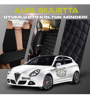 Alfa Romeo Giulietta Siyah Renk Tay Tüyü Cepli & Terletmez Sırtlı Oto Koltuk Minder Seti - Koltuk Koruma Kılıfı (ÖN & ARKA TAM SET)