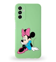 Samsung Galaxy M23 Uyumlu Lansman Kılıf Altı Kapalı İçi Kadife  Minnie Mouse-E Tasarımlı  Kapak (Şeffaf)
