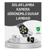 Mey İthalat® 77 LED'li Güneş Enerjili Güvenlik Lambası ve Kukla Kamera – Hareket Sensörlü, 2400mAh P
