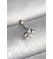 316L Çelik Gümüş Renk Zirkon Taşlı Çiçek Model Tragus Piercing - TJ-PR1283