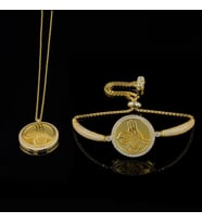925 Ayar Gümüş İsim Yazılabilir Tuğralı Çerçeveli Kolye Bileklik Set
