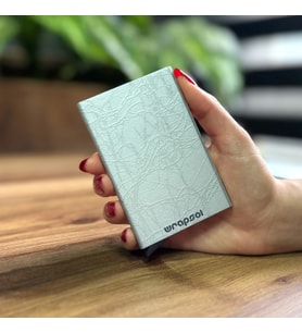 Mekanizmalı Kartlık Rfid Korumalı Alüminyum Otomatik Mekanizmalı Kredi Kartlık Desenli Çizgisel Kabartmalı Gri