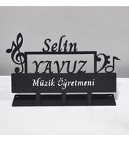 Müzik Öğretmeni Masa İsimliği - Öğretmen Metal İsimlik - Kişiye Özel İsimlik