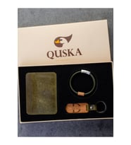 Kişiye Özel İsimli El Yapımı Hakiki Deri Yeşil Kartlık+Anahtarlık+Bileklik Set - Grain Minimal