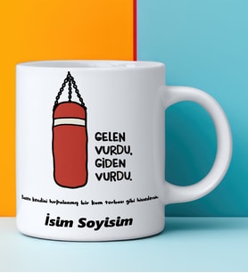 Komik - Esprili Kupaa GELEN VURDU GİDEN VURDU Tasarımlı Komik Kupaa Bardakk