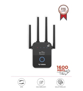 Torima AC35Q Siyah Wi-Fi Router 1600Mbps Çift Bant 4 Anten