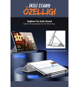iPad Air 13 inç M2 Çipli 2024 Uyumlu Akıllı Smart Cover Tablet Kılıfı A2898/A2899/A2900 (Kırmızı)