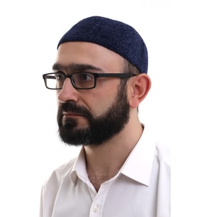 Baba Günü Hediyesi - Lacivert Kışlık Sade Desenli Kadife Namaz Takkesi
