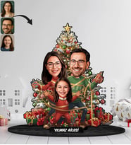 BK Gift Kişiye Özel Aile Yılbaşı Tasarımlı Karikatür Biblo -1, Yılbaşı Hediyesi, Yeni Yıl Hediyesi