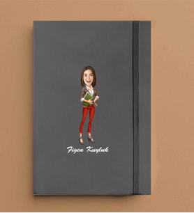Kişiye Özel Öğretmen Kadın Model 13x21 Gri Defter-34