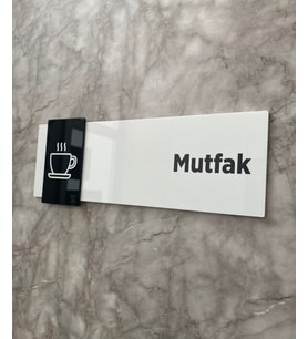 Basic Pearl Black Seri Mutfak Kapı İsimliği Yönlendirme Levhası