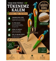 Kalemhane Kişiye Özel El Oyma İşçilik Özel Yapım Tükenmez Kalem Tavus Kuşu Figürlü