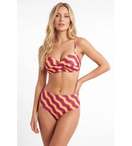 Giyim Renkli Straplez Yüksek Bel Bikini Takımı