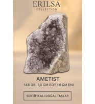 Sertifikalı Ametist Taşı Kütlesi 148 Gr  – Ham Doğal Kristal Dekoratif Taş Parçası (Mor)