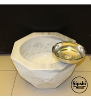 Sipahi Marble Beyaz Mermer Elmas Kesim Yuvarlak Kurna