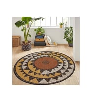 Eliana Home Baskılı, Yıkanabilir Kaymaz Taban Yuvarlak Halı LNA7048 120x120 cm (Turuncu)