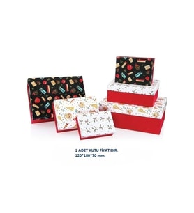 GIPTA FESTA DİKDÖRTGEN HEDİYE KUTUSU BX2701 A NO:1 120x180x70 mm - TEKLİ (Çok Renkli)