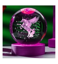 Unicorn Atı Renk Değiştiren Işıklı Cam Küre 6cm