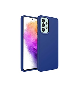 Samsung Galaxy A52 Uyumlu Kılıf Metal Çerçeve ve Buton Tasarımlı Silikon Zore Luna Kapak (Lacivert)