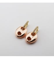 Zirkon Taşlı Rose Gold Metalik Düğme Gümüş Küpe