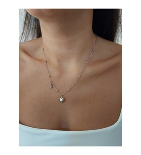 Kadın Rodyum Kaplama Kalpli Harf Kolye