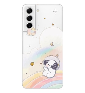 Samsung Galaxy S21 FE Uyumlu Sevimli Köpek Desenli Şeffaf Telefon Kılıfı