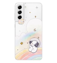 Samsung Galaxy S21 FE Uyumlu Sevimli Köpek Desenli Şeffaf Telefon Kılıfı