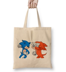 Sonic vs Knuckles Bez Çanta Uzun Saplı