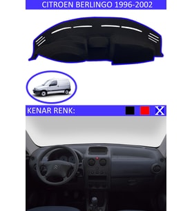 Citroen Berlingo 1996-2002 Modelleri İçin Uygun Torpido Koruma Halısı Siyah Kenar Renk Mavi
