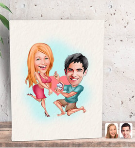 BK Gift Kişiye Özel Sevgililer Karikatürlü Dekoratif Mini Kanvas Tablo 15x20cm-19
