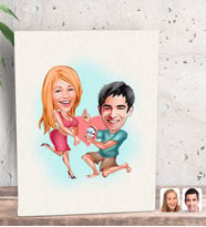 BK Gift Kişiye Özel Sevgililer Karikatürlü Dekoratif Mini Kanvas Tablo 15x20cm-19