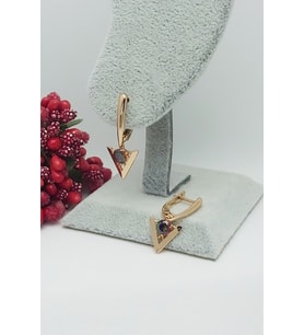 Rose Altın Kaplama Vip Seri Renkli Taşlı Ok Küpe 2,5 cm