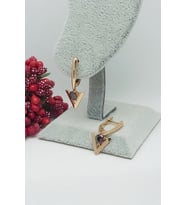 Rose Altın Kaplama Vip Seri Renkli Taşlı Ok Küpe 2,5 cm