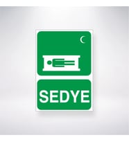 Sedye Simgeli Yeşil Beyaz Dikey Acil Durum Uyarı Levhası